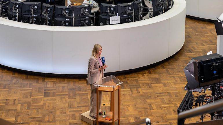 TV interview on the trading floor